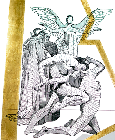 Dante And Virgilio In The Paradise - Virgil (396x480), Png Download