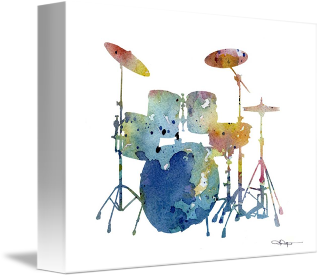 Drawing Drums Still Life - Drum Kit (650x562), Png Download
