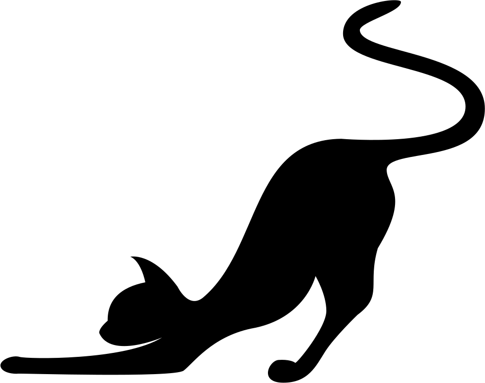 Cat Stretching Silhouette Svg Png Icon Free Download - Cat Stretching Silhouette (981x776), Png Download