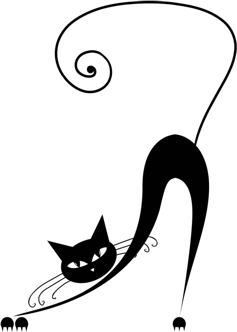 Abstract Cat Silhouette - Black Cat Silhouette (513x700), Png Download