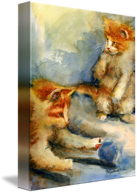 Go To Image - Watercolor Paintings Of Kittens (461x650), Png Download