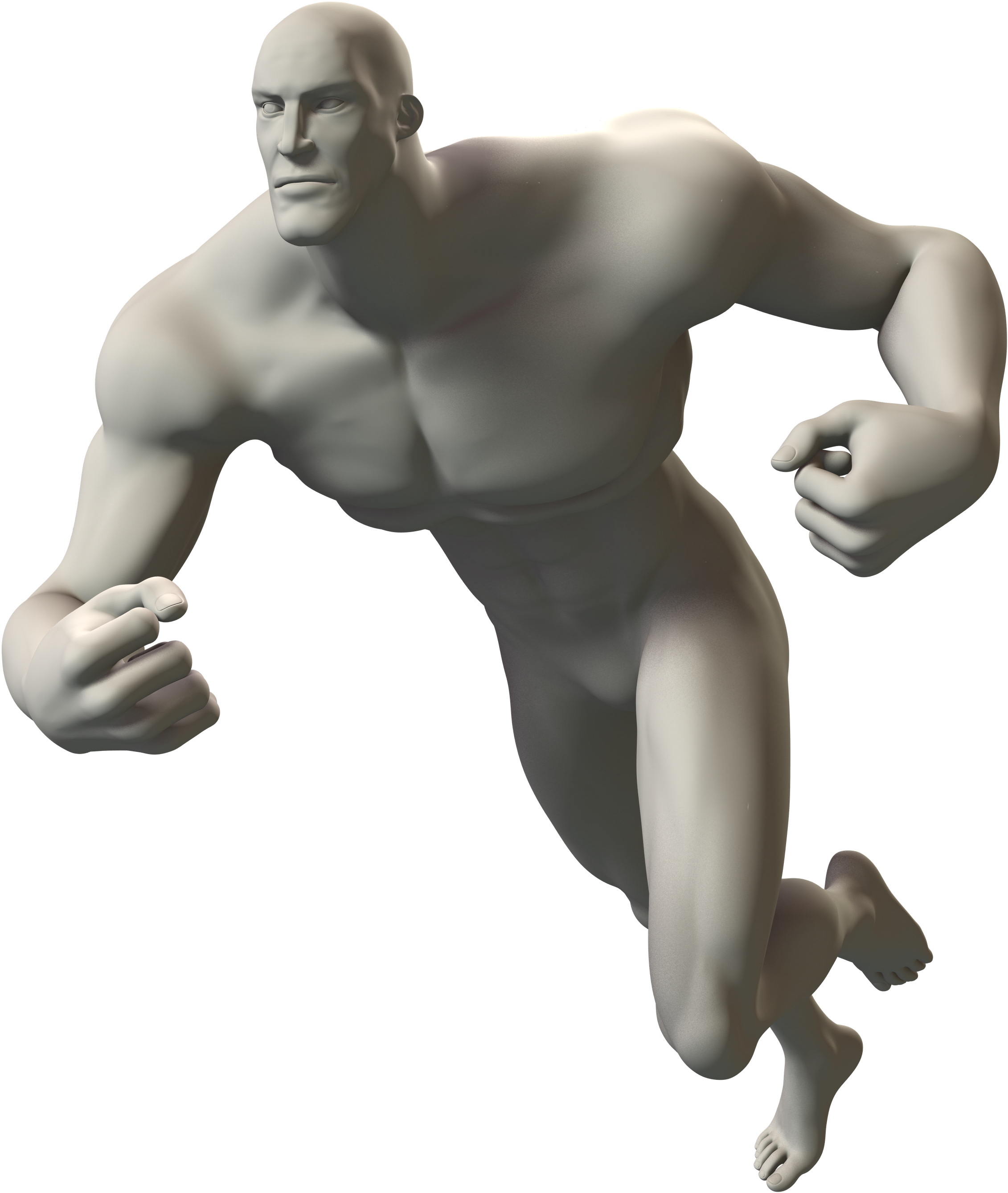 3d Sketch Of A Superhero In A Charging Pose - Barechested (2318x3000), Png Download