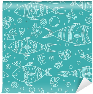 Seamless Pattern With Doodle Sea Elements - Illustration (400x400), Png Download
