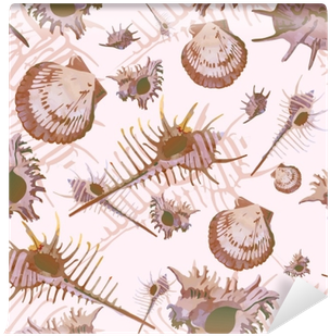Beige Watercolor Seashells Pattern Wall Mural • Pixers® - Watercolor Painting (400x400), Png Download