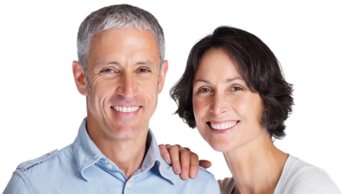 Dental Implants - Middle Age Couple Smiling Png (502x282), Png Download