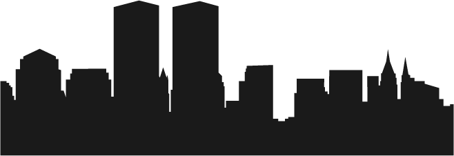 City Skyline Silhouette - Силуэт Города Нью Йорк (658x226), Png Download