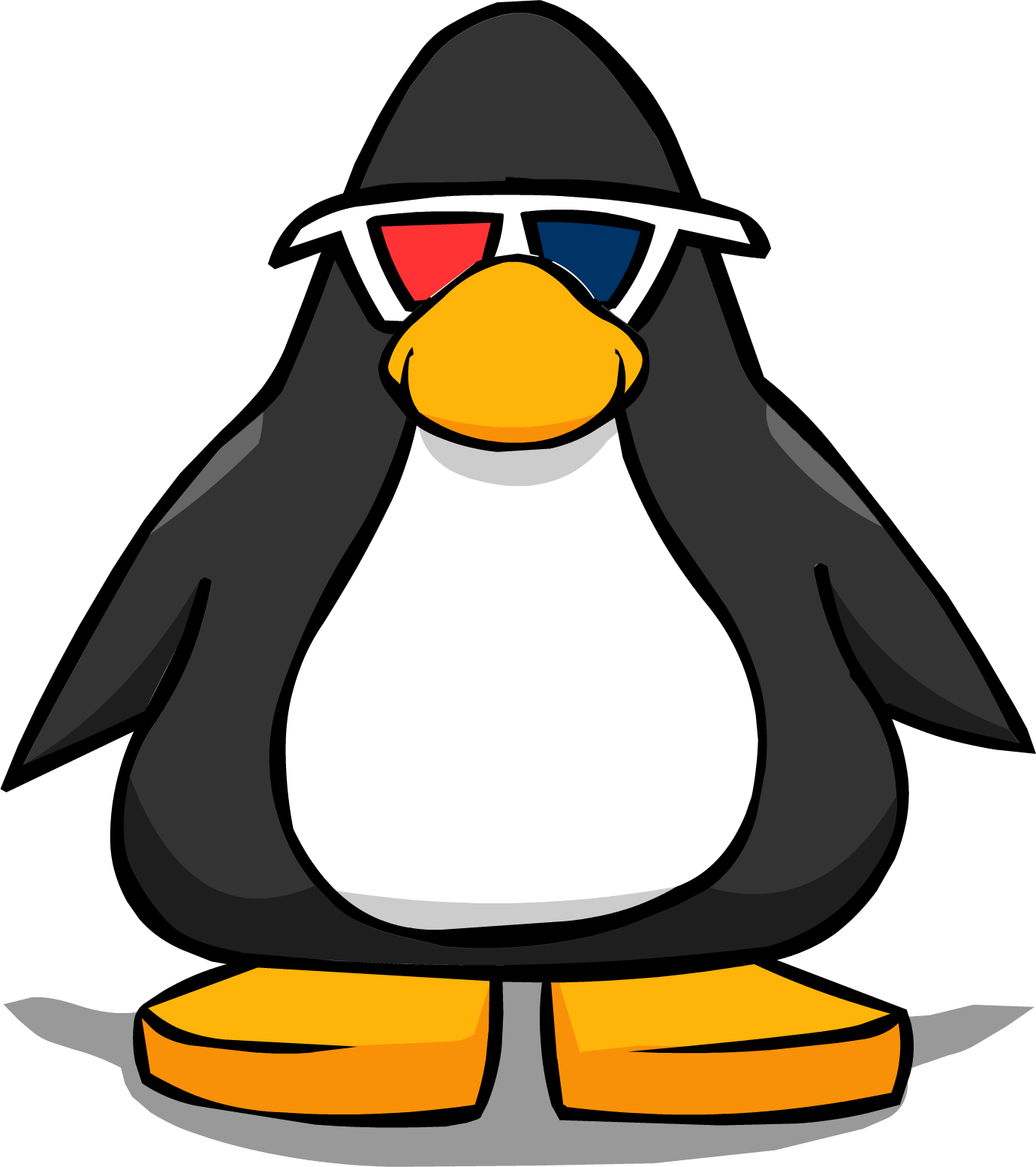3d Glasses On A Player Card - Club Penguin Black Penguin (1380x1554), Png Download