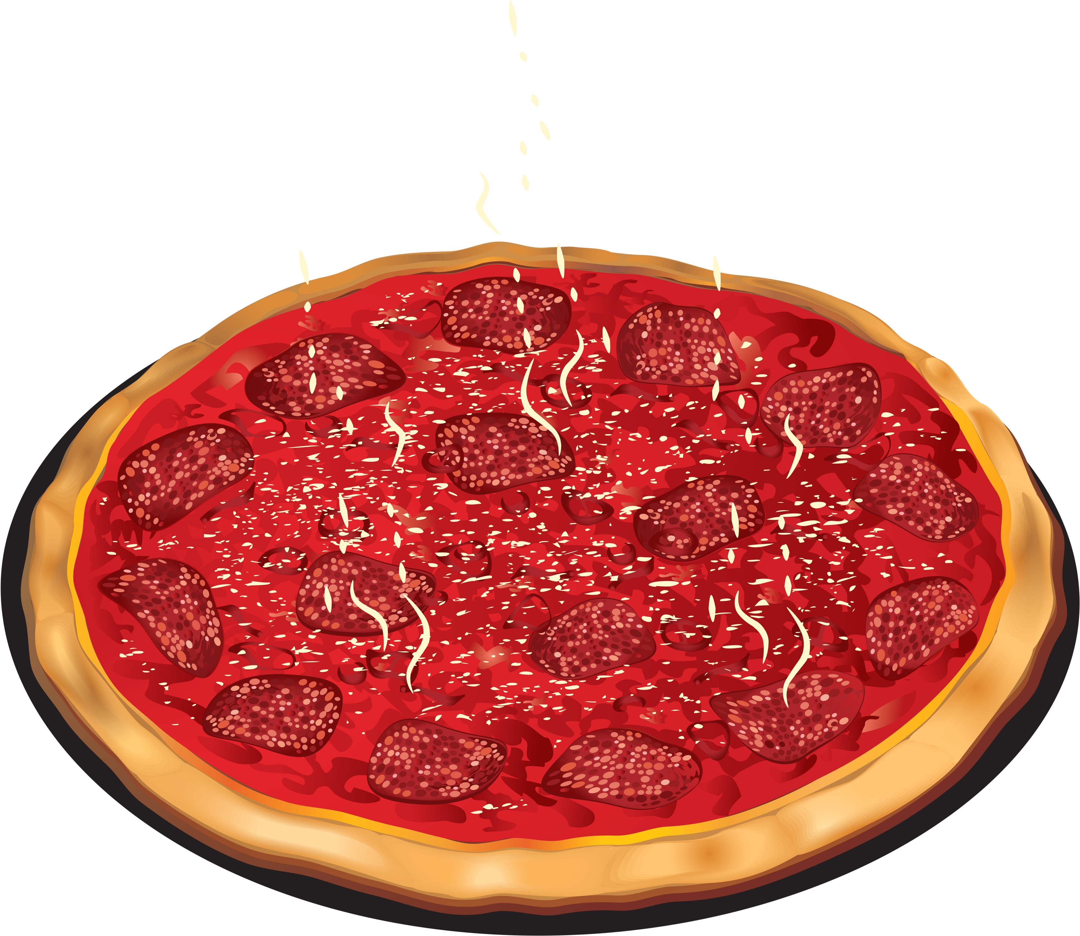 Pizza With Tomato And Salami Png Clipart (3717x3276), Png Download