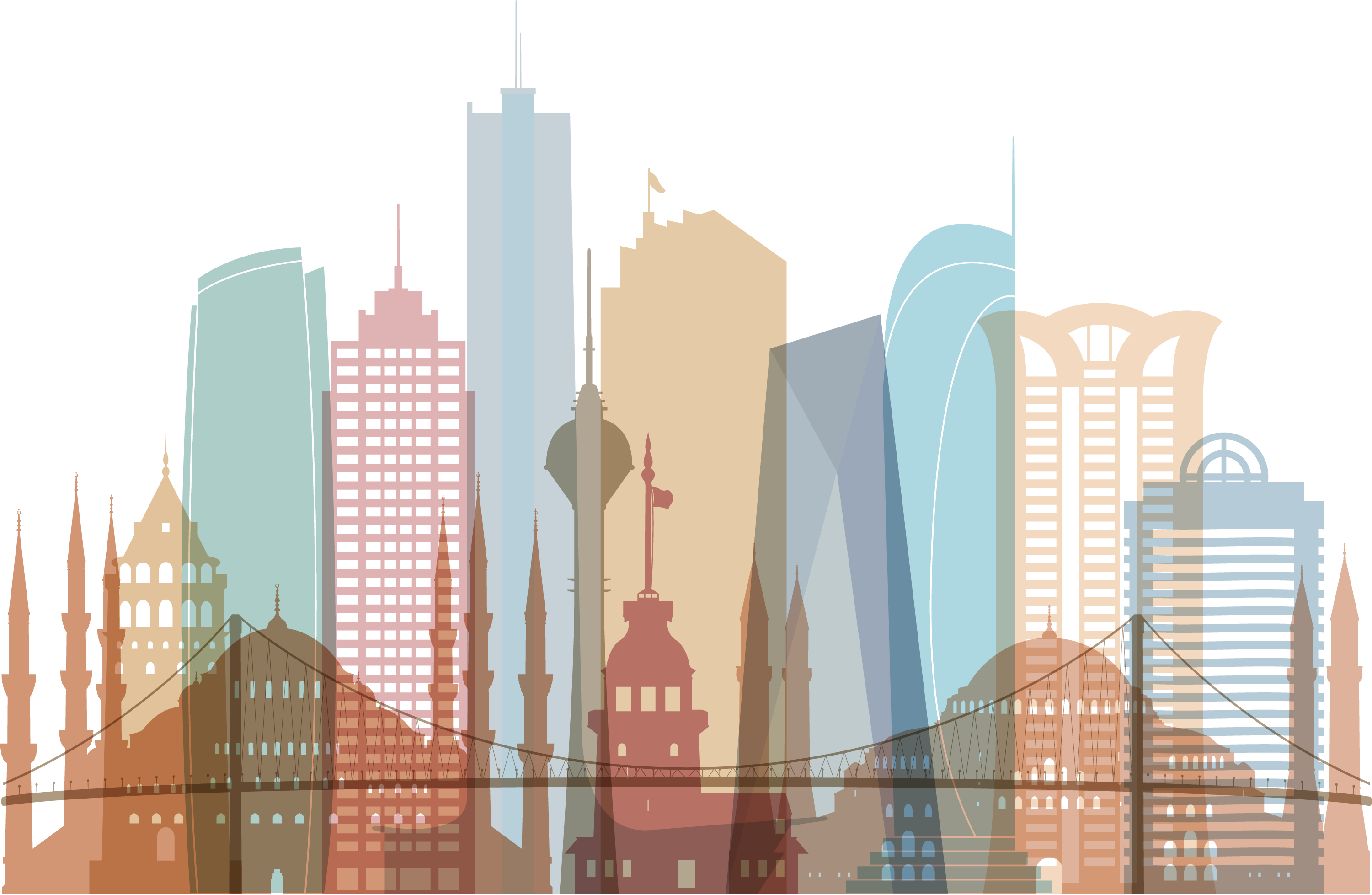 Jpg Black And White Istanbul Royalty - Colorful Buildings Drawings Png (3001x1957), Png Download
