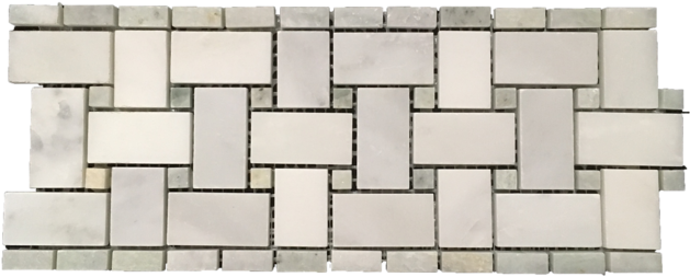 Pearl White Basketweave Border With 3/8" Pacific Gray - Border (639x258), Png Download