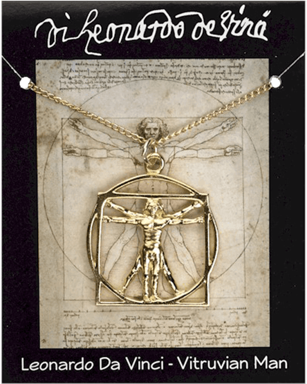 Da Vinci Vitruvian Man Gold Plated Pendant - Da Vinci Vitruvian Man Pendant (555x555), Png Download