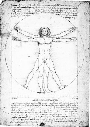 Caesariano's Vitruvian Man Caesariano's Vitruvian Figure - Leonardo Da Vinci (296x417), Png Download