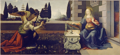 Leonardo Da Vinci Annunciation (500x500), Png Download