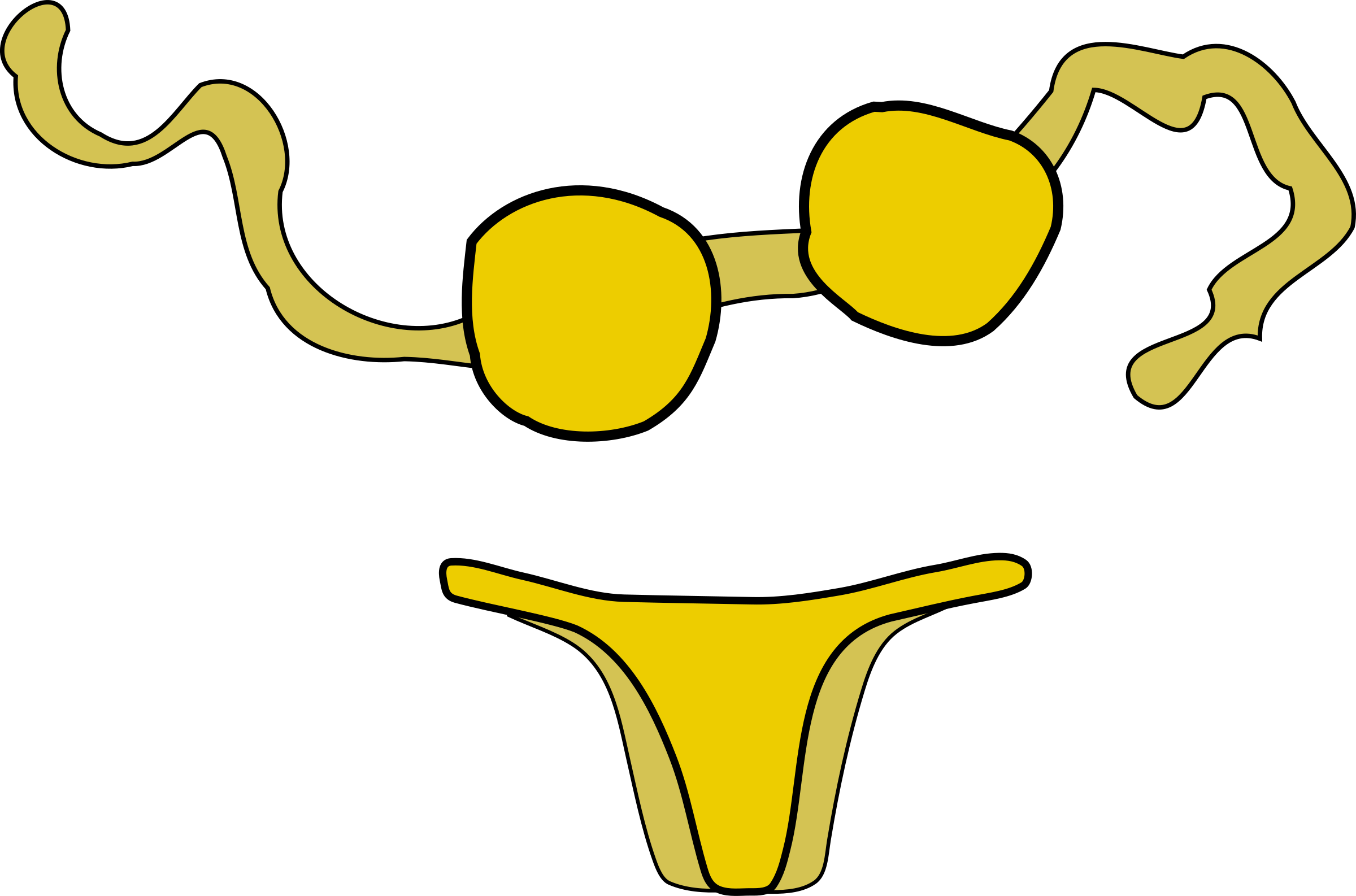 Swimsuit Bikini Line Art Smiley - Clip Art (1135x750), Png Download