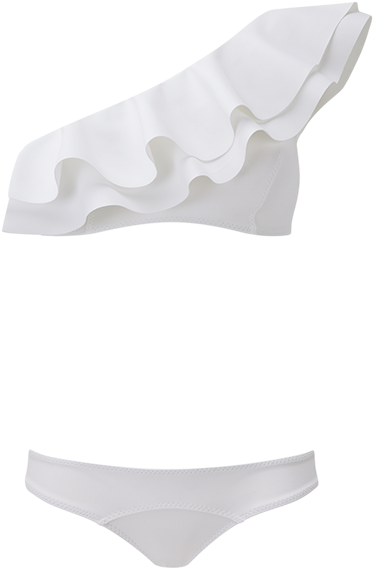 Arden White Bonded Double Ruffle Bikini - Bikini (414x600), Png Download