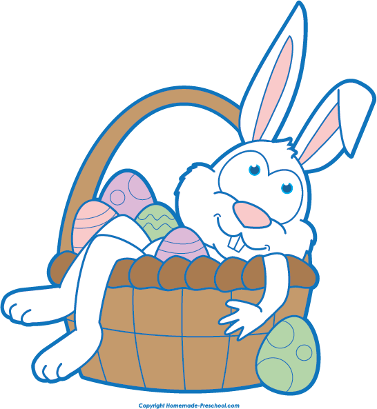 Click To Save Image - Easter Bunny With Basket Clip Art (546x593), Png Download