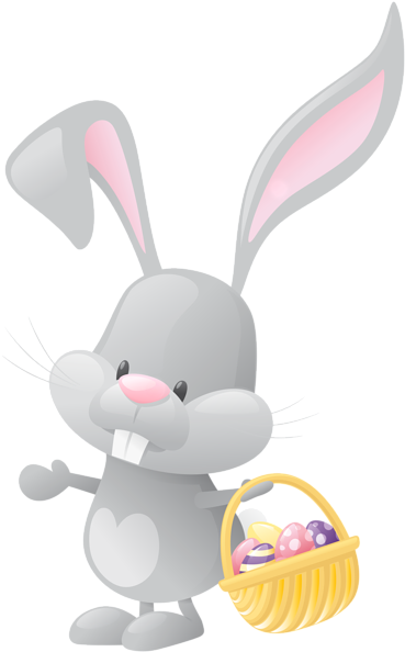 Easter With Basket Png Clip Art Image - Easter Bunny With Basket Clip Art (387x600), Png Download