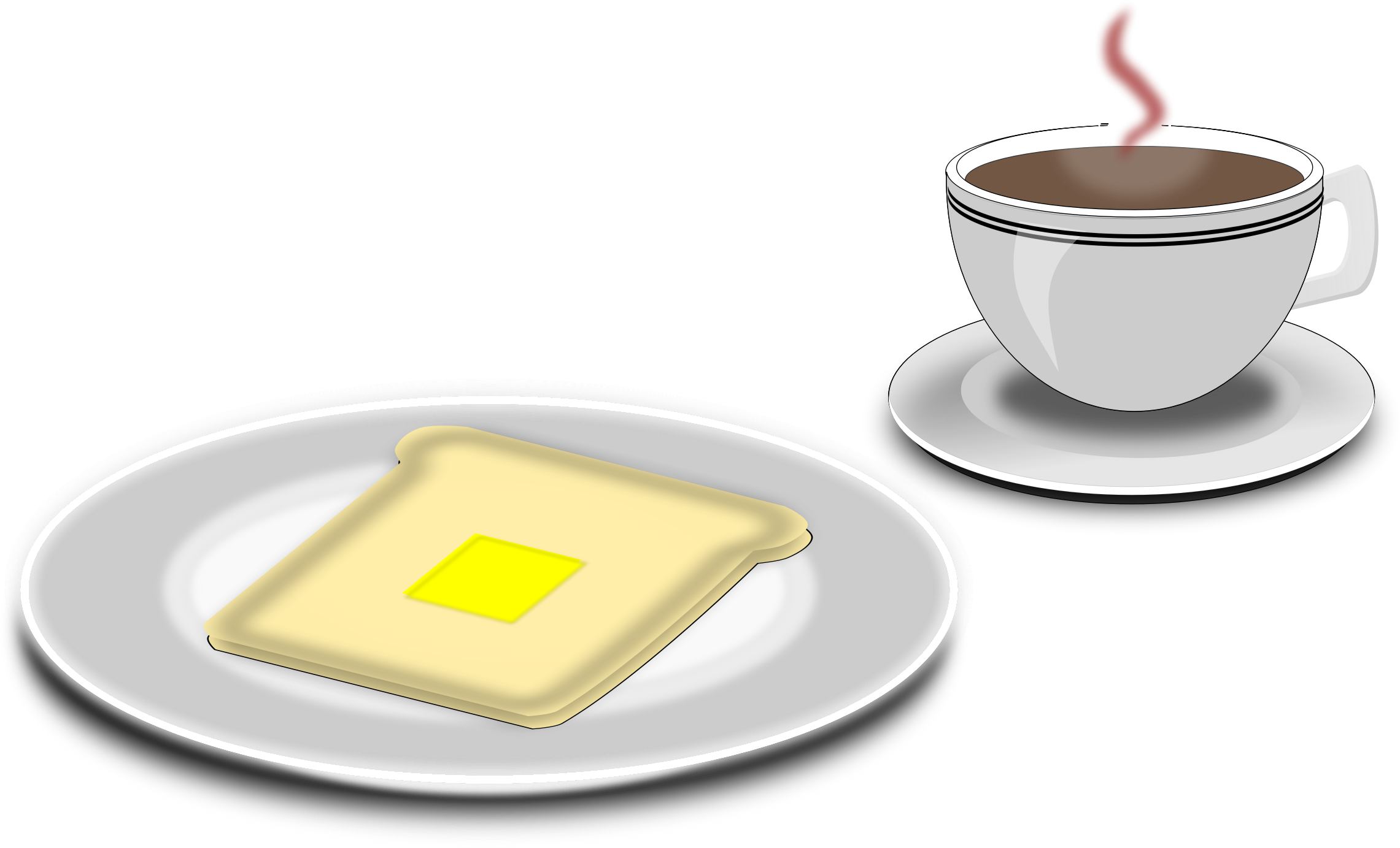 Breakfast Toast By @algotruneman, Coffee And Toast - Breakfast Clipart (2281x1383), Png Download