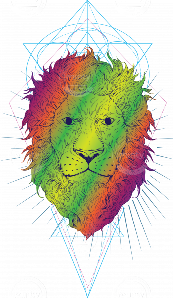 Psychedelic Lion - Lion (348x600), Png Download