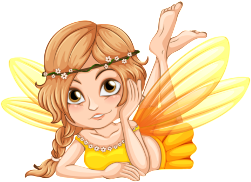 Amarillo Hada Mariposa Patron De Dibujos Animados De - Fairy (1024x753), Png Download
