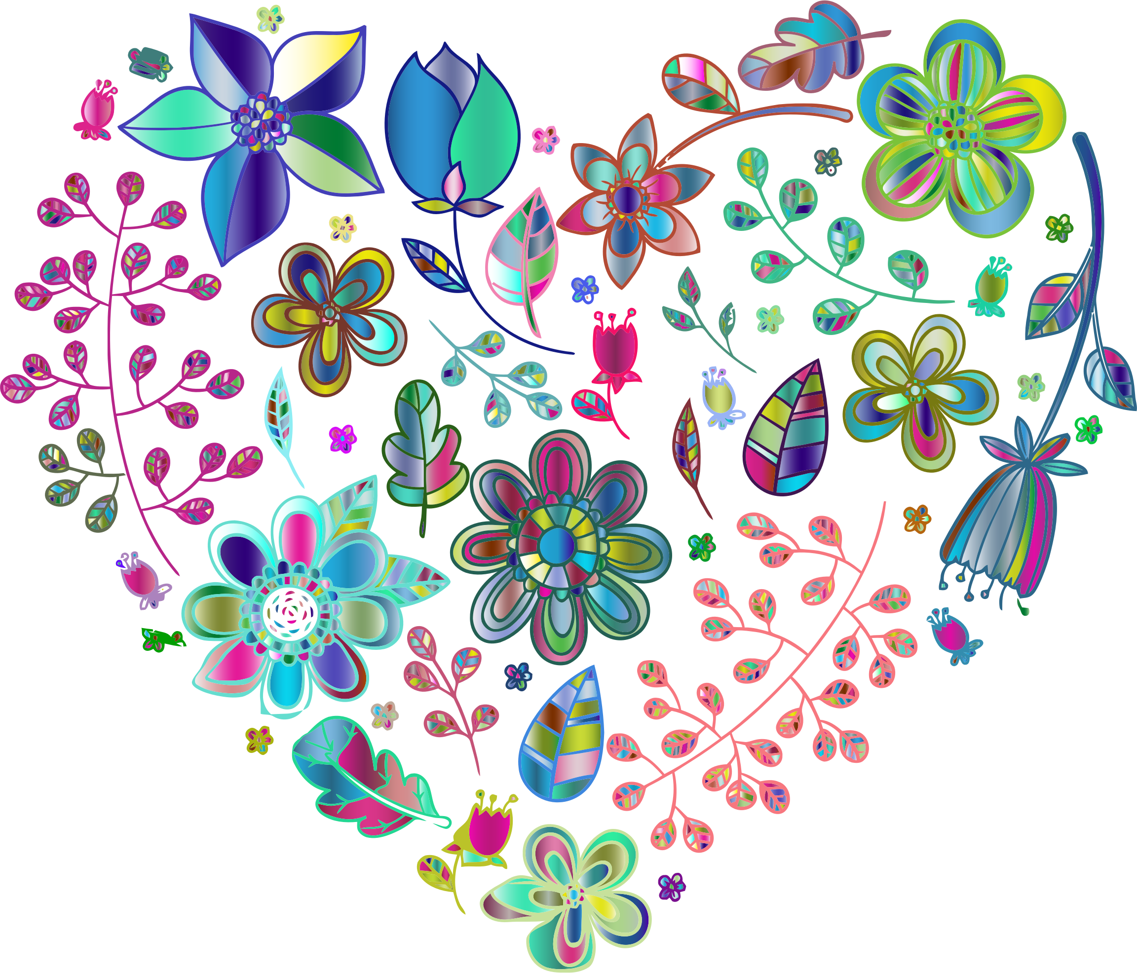 Psychedelic Lotus Flower Enhanced Icons Png - Floral Heart No Background (2304x1972), Png Download