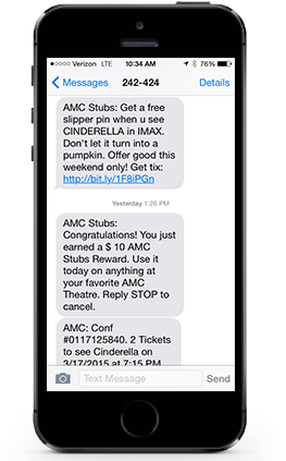 Amc Theatres Text Messaging Displayed On Iphone - Mobile Mensajes De Texto (1000x426), Png Download