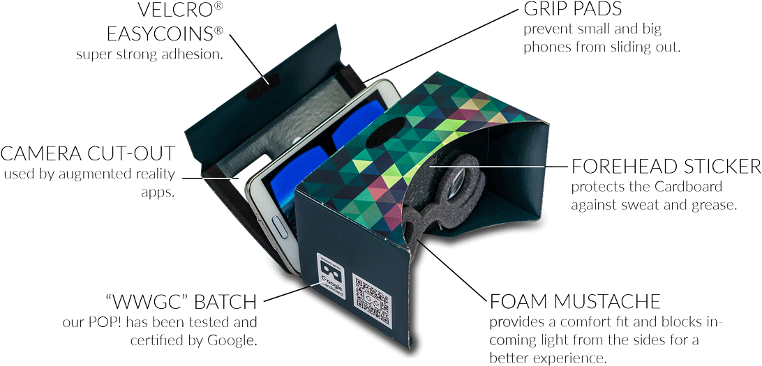 Cardboard Developed Together With Our Customers - Mr.cardboard Google Pop! Cardboard 3.0, Vr-brille Hardware/electronic (1140x611), Png Download