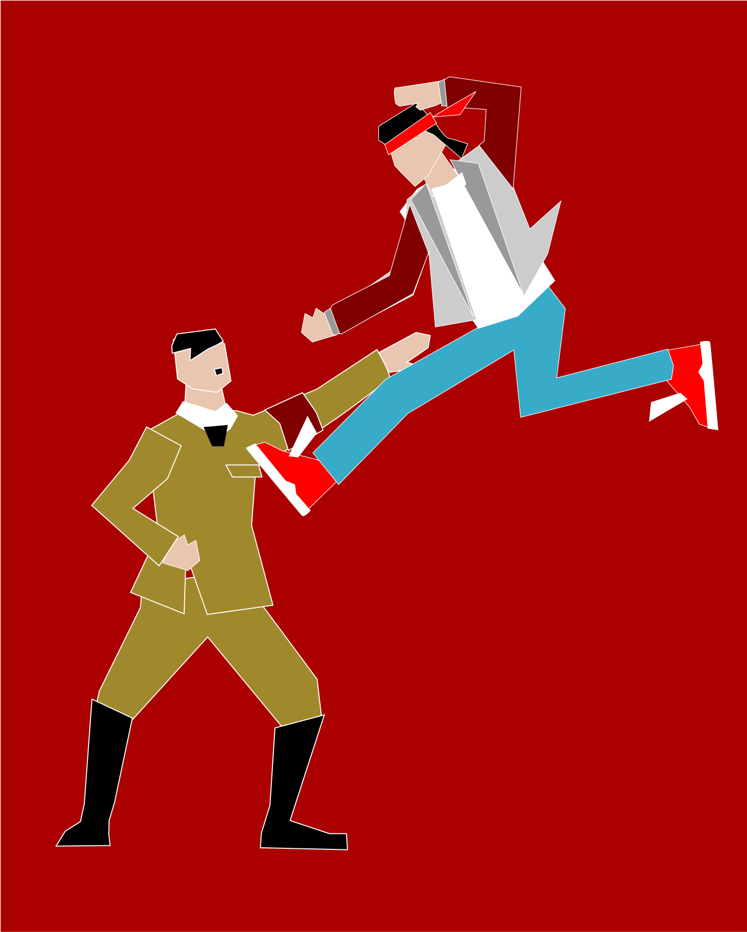 This Free Icons Png Design Of Bad Guy Vs Ninja Cop (1697x2400), Png Download