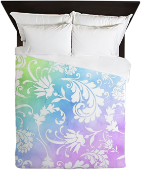 Pretty Green, Blue, Purple, Gradient Flourish Watercolor - Queen Duvet Cover Snowman With Winter Blue Aura (350x350), Png Download