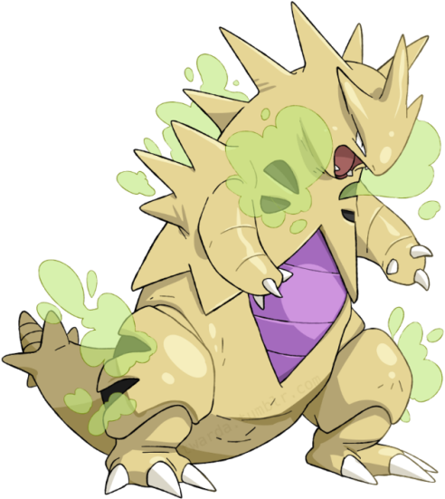 A Lone Shiny Tyranitar From Ages Ago - Desenhos De Tyranitar Shiny (500x570), Png Download
