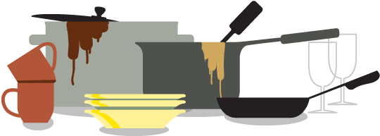 It Takes A Lot Of Water To Produce The Food We Eat, - Washing Dishes Transparent (600x250), Png Download