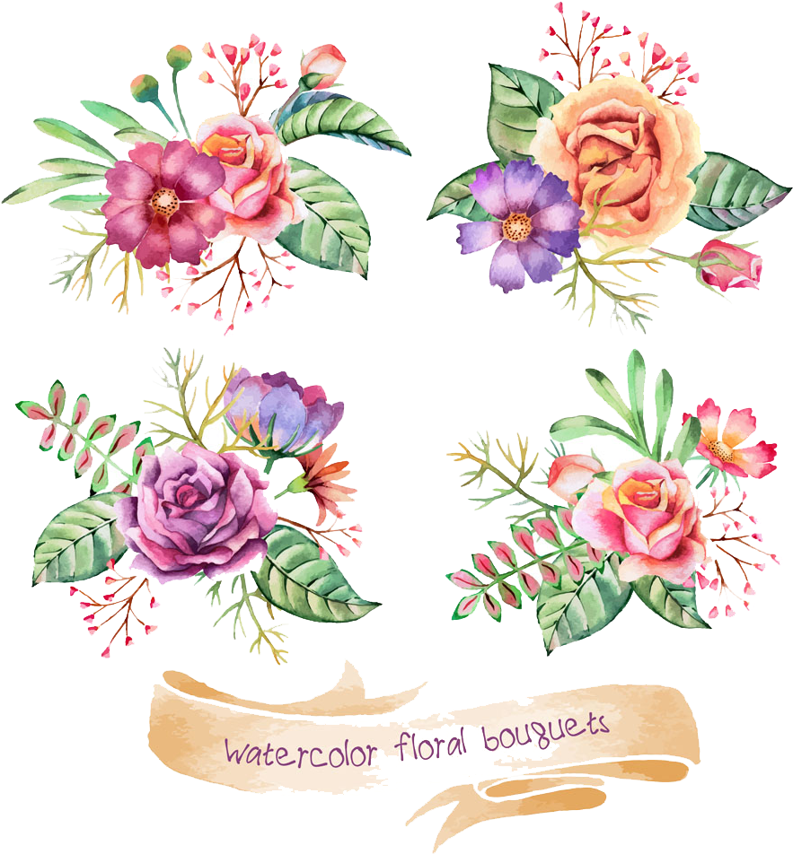 Wedding Invitation Flower Bouquet Watercolor Painting - Believe In Yourself 2017-2018 Weekly Planner: Cute (1024x1024), Png Download