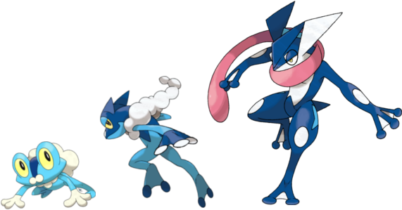 Froakie Frogadier Greninja Evo - Greninja Evolution (614x340), Png Download