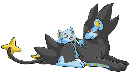 Parental Supervision Is A Lot Easier When You Can See - Pokemon Luxray And Shinx (600x368), Png Download