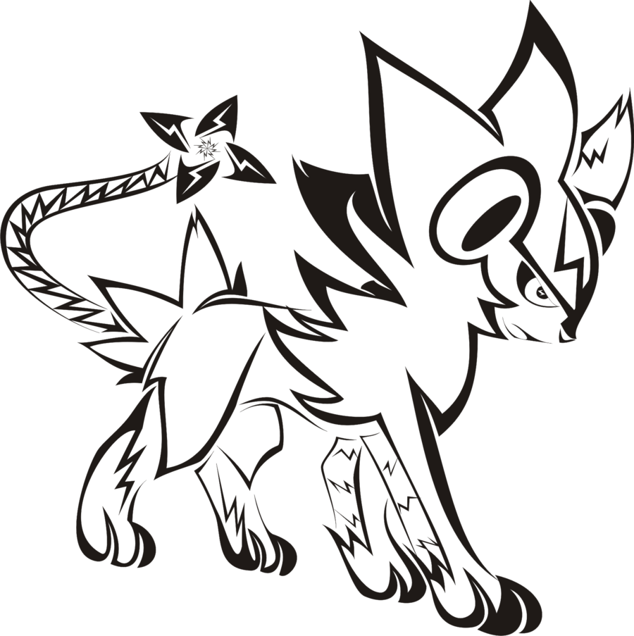 Tribal Luxray Tattoo By Newtoniannocturn On Deviantart - Luxray Black And White (900x903), Png Download