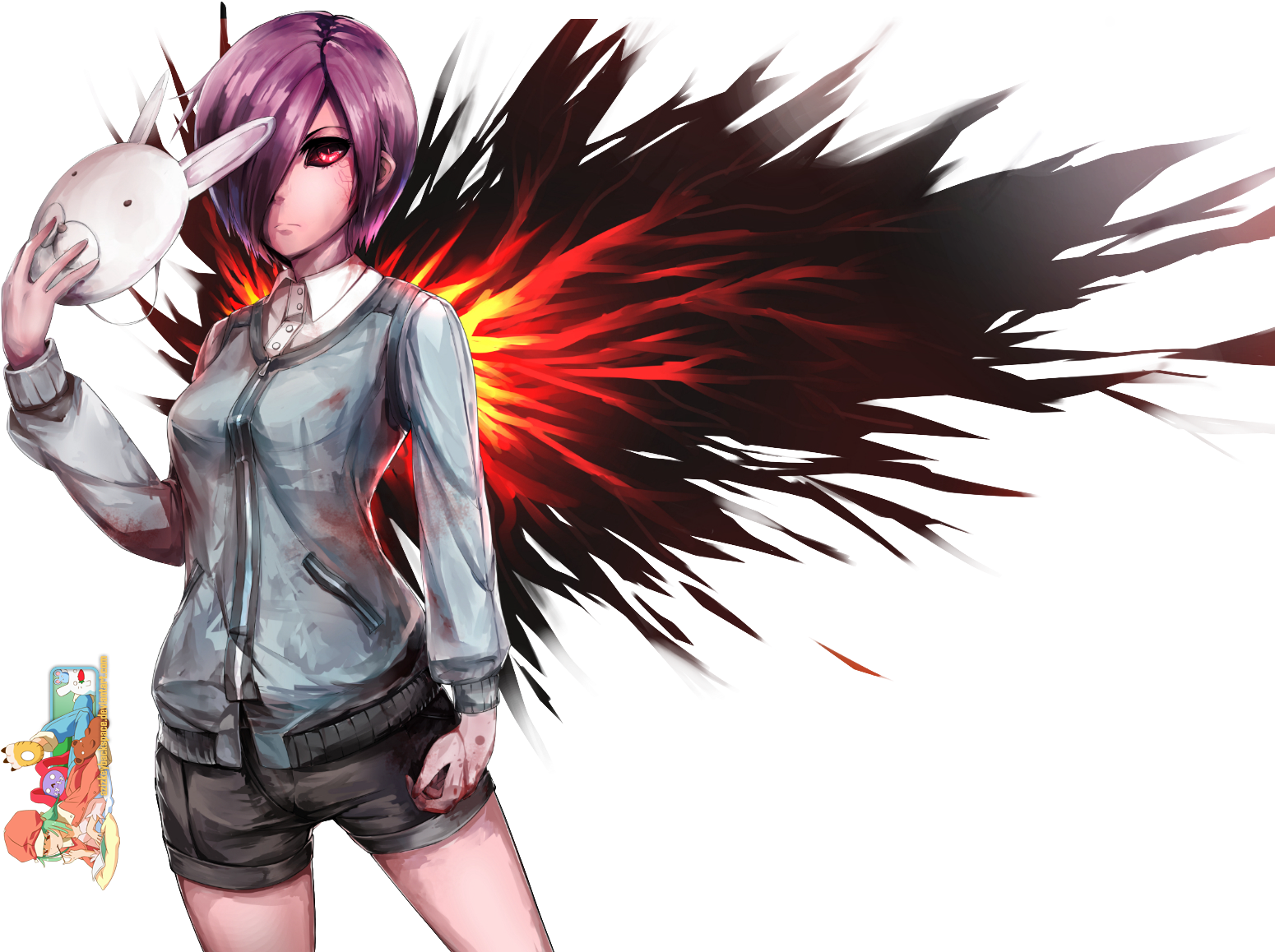 Rabbit Touka Tokyo Ghoul Render V1 By Azizkeybackspace-d7y0uli - Tokyo Ghoul Touka (1590x1194), Png Download