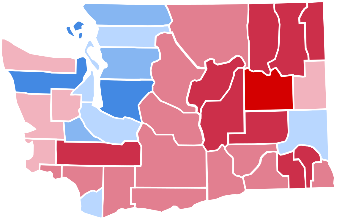 United States Presidential Election In Washington , - Washington State 2016 Election Results (1200x896), Png Download