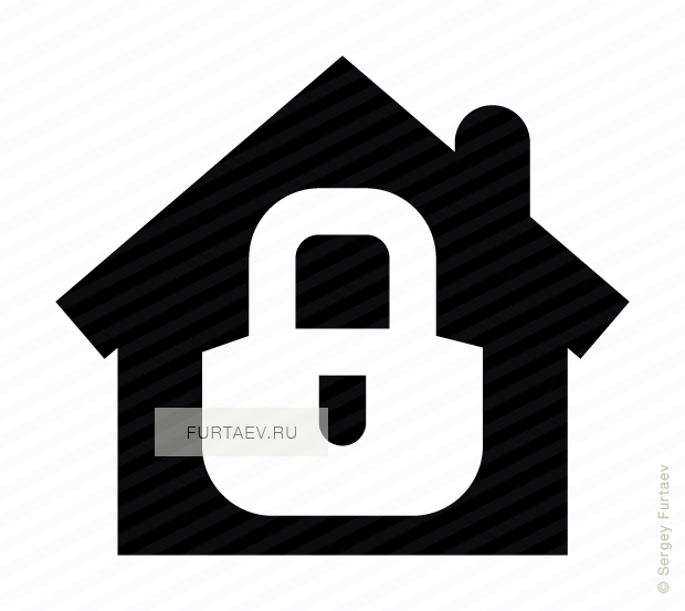 Vector Icon Of Closed Padlock Over House - House Closed Icon (620x553), Png Download