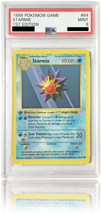 Psa 9 1st Edition Starmie 64/102 - Sports Memorabilia 1999 Pokemon 1st First Edition Base (498x937), Png Download
