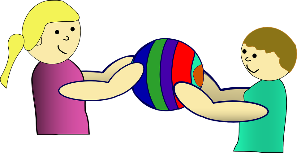 Playing Clipart Kids Sharing - Sharing Clipart (960x494), Png Download