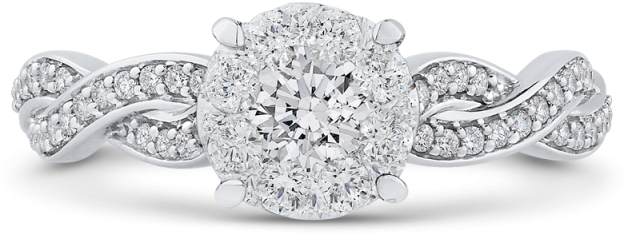 10k White Gold 3/4 Ct White Diamond Halo Fashion Ring - Don Basch Jewelers (800x1040), Png Download