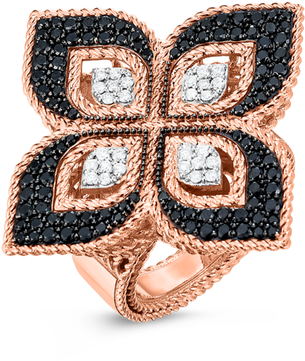 Roberto Coin Venetian Princess Black And White Diamond (1000x1000), Png Download