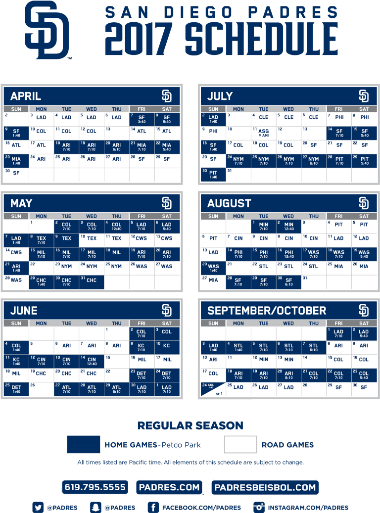 Padres Release 2017 Schedule - Padres Home Schedule 2017 (775x1040), Png Download