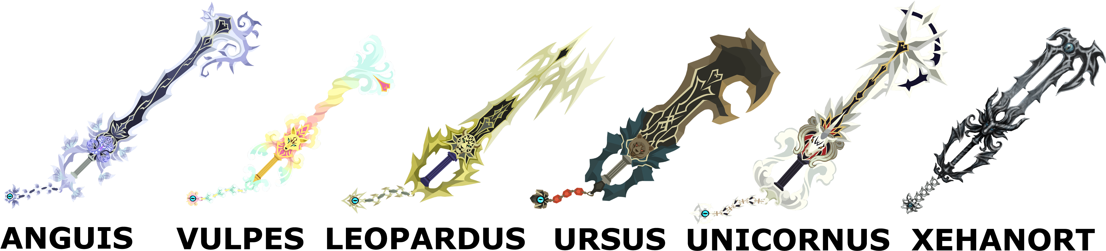Http - //images - Khinsider - Com/icons/content - Pages/khx/faq/keyblade - Kingdom Hearts Foretellers Keyblades (3868x971), Png Download