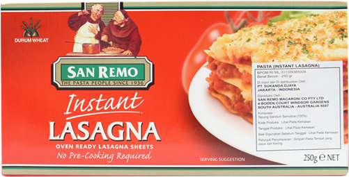 Product Details - San Remo Lasagne Pasta Large 250g (500x500), Png Download