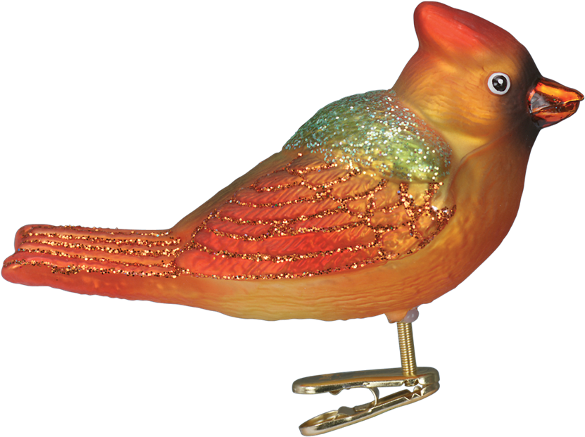 Cardinal Ornaments Png - Winter Cardinal Glitter Glass Christmas Ornament (1000x1000), Png Download