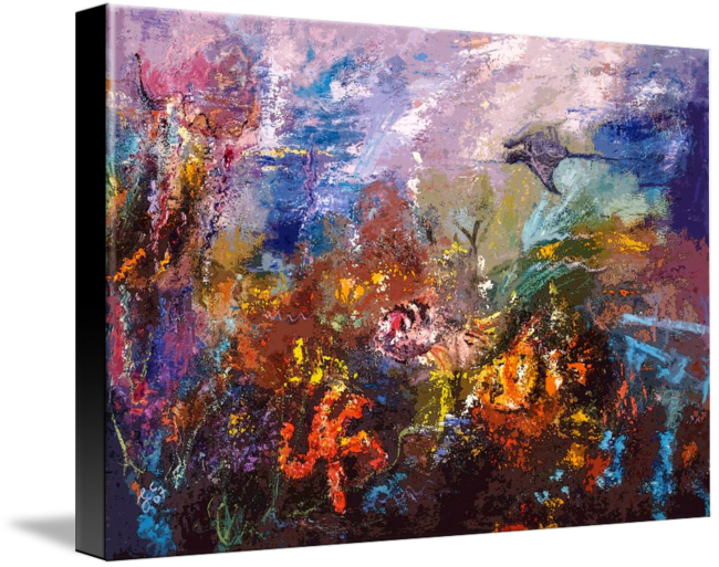 "coral Reef Ocean Life By Ginette" By Ginette Callaway, - Life In The Coral Reef Oil Painting (650x513), Png Download