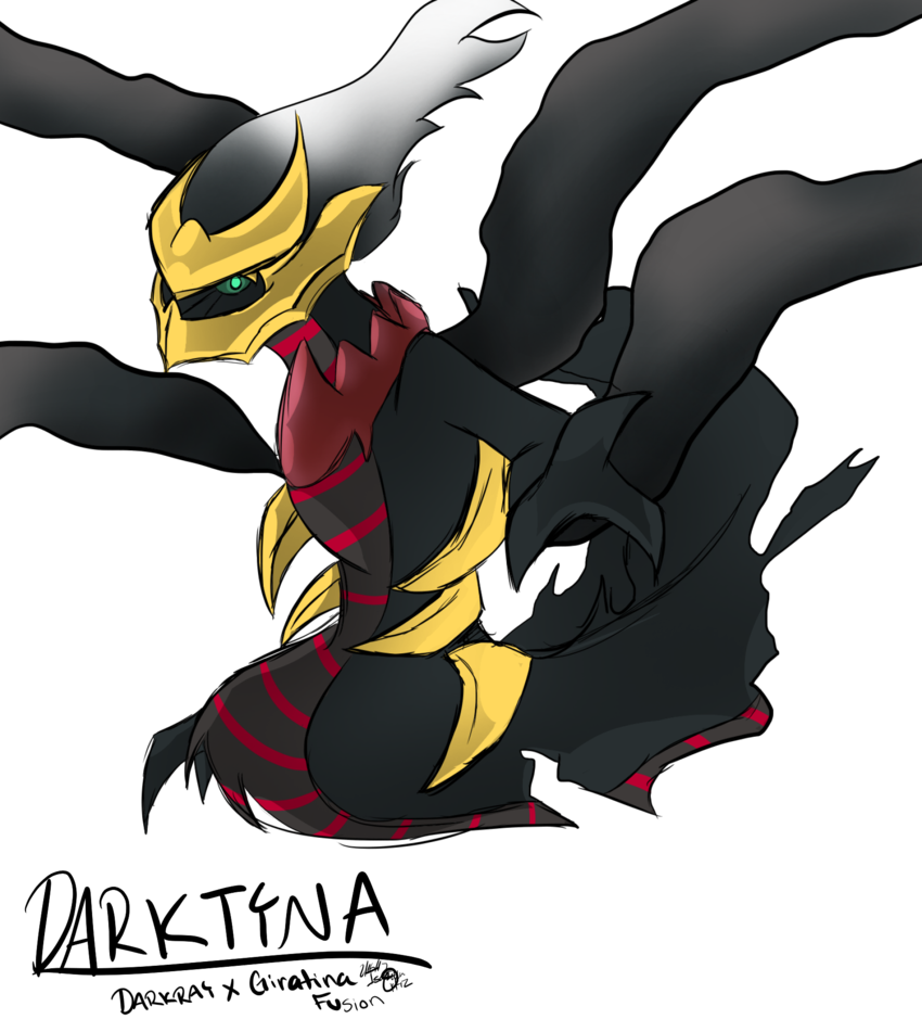 Darktina Giratina X Darkrai Pokemon Fusion By Blazing - Darkrai Fused With Giratina (850x939), Png Download