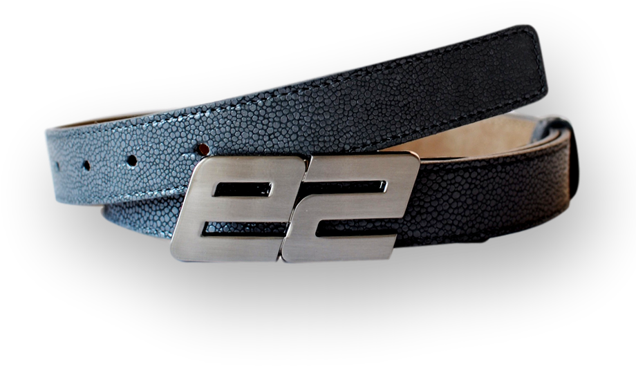 Charcoal Grey Sting Ray Textured Leather Belt (955x955), Png Download