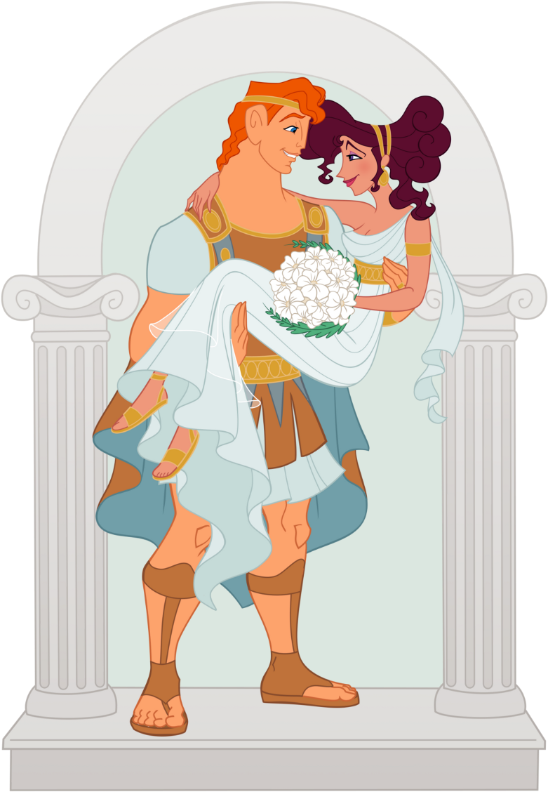 Disney Weddings Contest - Hercules And Meg Married (830x1200), Png Download